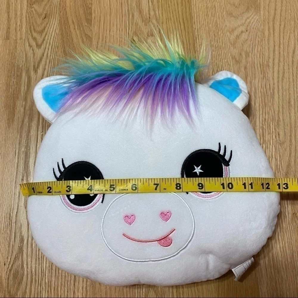 Unicorn Plush Pillow Stuffed Animal White Rainbow Hair